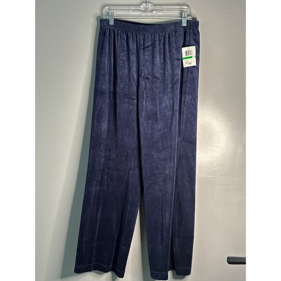 Velour Navy Blue Pants | Soft Cozy Lounge Aesthetic | Casual Relaxed Fit | Size - Picture 1 of 6